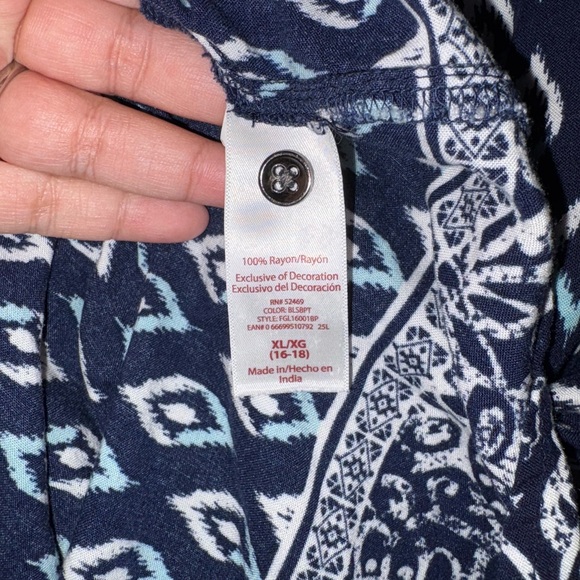 Faded Glory Womens Navy and White Blouse XL - Picture 4 of 5